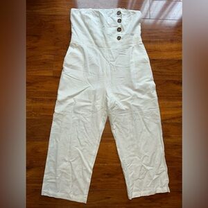White strapless jumpsuit - cropped - approximate size 14